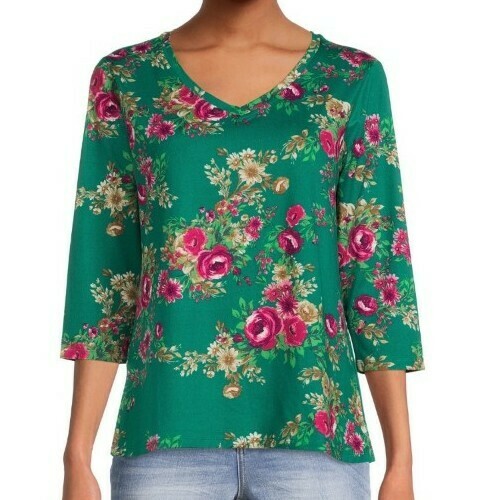 Pioneer Woman ~ 3/4 Sleeve ~ V-Neck ~ Desert Flower Green Tee ~ Size XL ... - $30.00