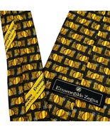 Ermenegildo Zegna Men's Geometric Silk Tie Black &amp; Gold 3.5"x58" - $779.22 MXN