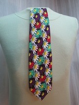 m167 Carnaval De Venise 100% Silk Tie Italy Multicolored Floral Art Daisy - $18.81