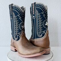 Lane Rodeo Houston Mens Cowboy Boots Brown Navy Leather Square Toe Size 11 - $272.25