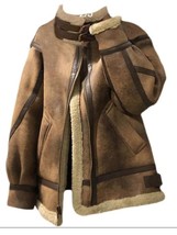 2023 Winter Sheepskin Faux Suede Leather Jacket Women Lamb Shearling Outwear Lon - £58.47 GBP