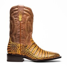 TUCSON Genuine Caiman Belly Skin Cowboy Boot from the Western CollectionMustard image 9