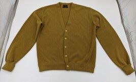 Vintage Towncraft Cardigan Sweater Acrylic Knit Men&#39;s Size Small Gold Gr... - $49.49