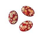 5 pcs Japanese Tensha Red Gold Cherry Blossoms Flat Oval Acrylic Beads 1... - $12.19