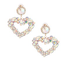 Multi Shape AURBO Crystal Rhinestone Stud Gold Plated Heart Drop Fashion Earring - £36.02 GBP