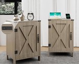Farmhouse Nightstands Set Of 2 With Charging Station, Rustic Bedside Tab... - $259.99