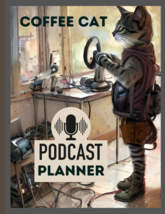 Coffee Cat Podcast Planner, perfect gift for content/podcast creators or guests - £7.82 GBP