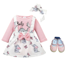 Baby Girls Pink Bodysuit Jumper Dress Dumbo Elephant Shoes 0-3M 9-12M 12... - £16.46 GBP