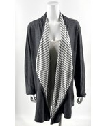 Matilda Jane Kendra Open Front Top Size XL Gray Draped Striped Lining Wo... - £35.30 GBP
