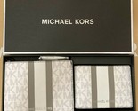 NWB Michael Kors Billfold Wallet Box Set White Gray 36H1LGFF1B NIB $178 ... - £46.14 GBP