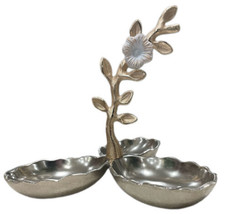 Three Silver Bowl Polished Aluminum Sectioned Candy Dish With Silver Finish - £58.40 GBP