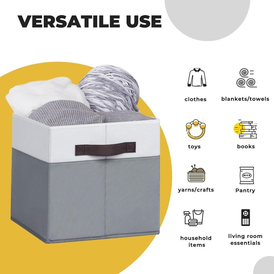 Stylish 8-Pack 13x13 Fabric Storage Bins with Handles for Home Décor & Storage Item image 7