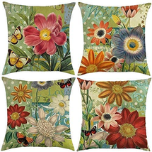 Spring Summer Pillow Covers 18X18, Outdoor Sunflower Pillow Case, Floral Sofa Co - £21.55 GBP
