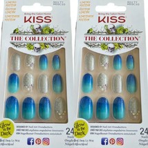 2x Kiss Nails The Collection Glue Medium Gel Oval Blue Ombre Mermaid Halloween - £22.02 GBP