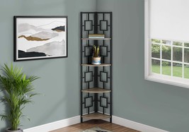 Modern Corner 4-Tier 62&quot;H Bookshelf Bookcase Etagere Brown Black Metal - $2,459.59 MXN