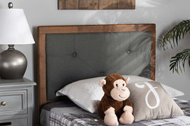 Colorado Dark Gray Fabric Upholstered and Walnut Brown Twin Size Headboard - $1,877.10 MXN