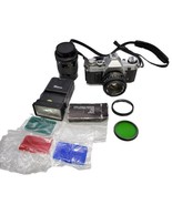 Canon AE-1 SLR Film Camera Body Kit w/ 50mm, 135mm, Kaleidescope &amp; Green... - £193.61 GBP