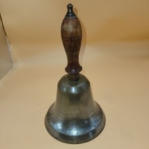 HUGE Wood Handled Brass Hand Bell 2 lbs. Town Cryer School Teacher NO CLAPPER - £31.03 GBP