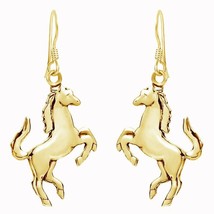 Damen Tier Pferd Angelhaken Ohrhänger Ohrringe 14K Gelbgold Über Silber - £161.66 GBP