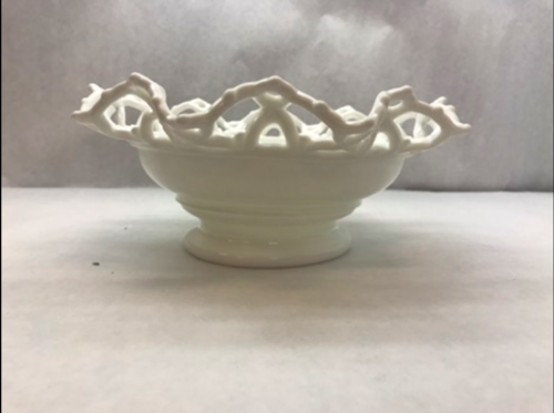 Primary image for VINTAGE China MILK White Glass BOWL with Crinkle LATTICE Edging Design