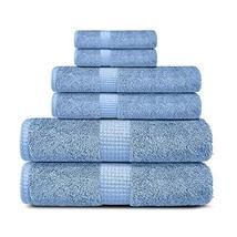 Lavish Touch 100% Cotton 600 GSM Melrose 6 pc Towels Set Sky Blue - £29.67 GBP
