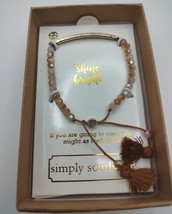 Simply Southern Bracelet &quot;Shine Bright&quot; gold tone with beads pull-cord ajustable - £6.27 GBP