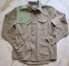 Under Armour Shooting Hunting Shirt Mens Large Khaki Long Sleeve Button Up - £27.50 GBP