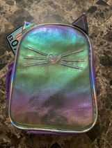 Purple Kitty Cat School Lunch Bag Single Compartment Side Mesh Bottle Ho... - $14.84