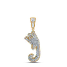 10kt Yellow Gold Mens Round Diamond J Crown Letter Charm Pendant 1 Cttw - £913.29 GBP