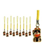 10 LUCKY GOLD CAT BELL CHARMS Kitty Maneki Neko Brass Hanging Phone Stra... - €16,40 EUR