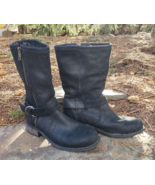 UGG Silva Moto Boots Black Suede Leather Buckle Australia Womens 7 Side Zip - $52.78