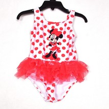 Disney Junior Minnie Mouse White Red Polka Dot Tutu Swimsuit Girls 2T - $10.59