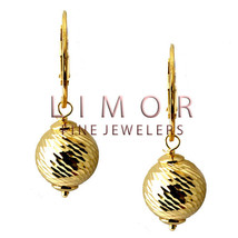 Stylish DIAMOND-CUT Ball Leverback Drop Earrings 925 Silver Yellow / Black Gold - £32.36 GBP
