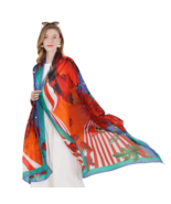 Anyyou 100% Mulberry Silk Red Long Scarf Luxury Brand Women Beach Shawl ... - $122.40 CAD