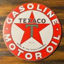 Texaco Motor Oil Vintage Hem Wrapped Novelty 12&quot; Diameter Circular Sign NEW! - £9.42 GBP