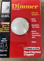 Pass Seymour Legrand 600 Watt Single Pole White Dimmer 123-433 NEW - $135.70 MXN