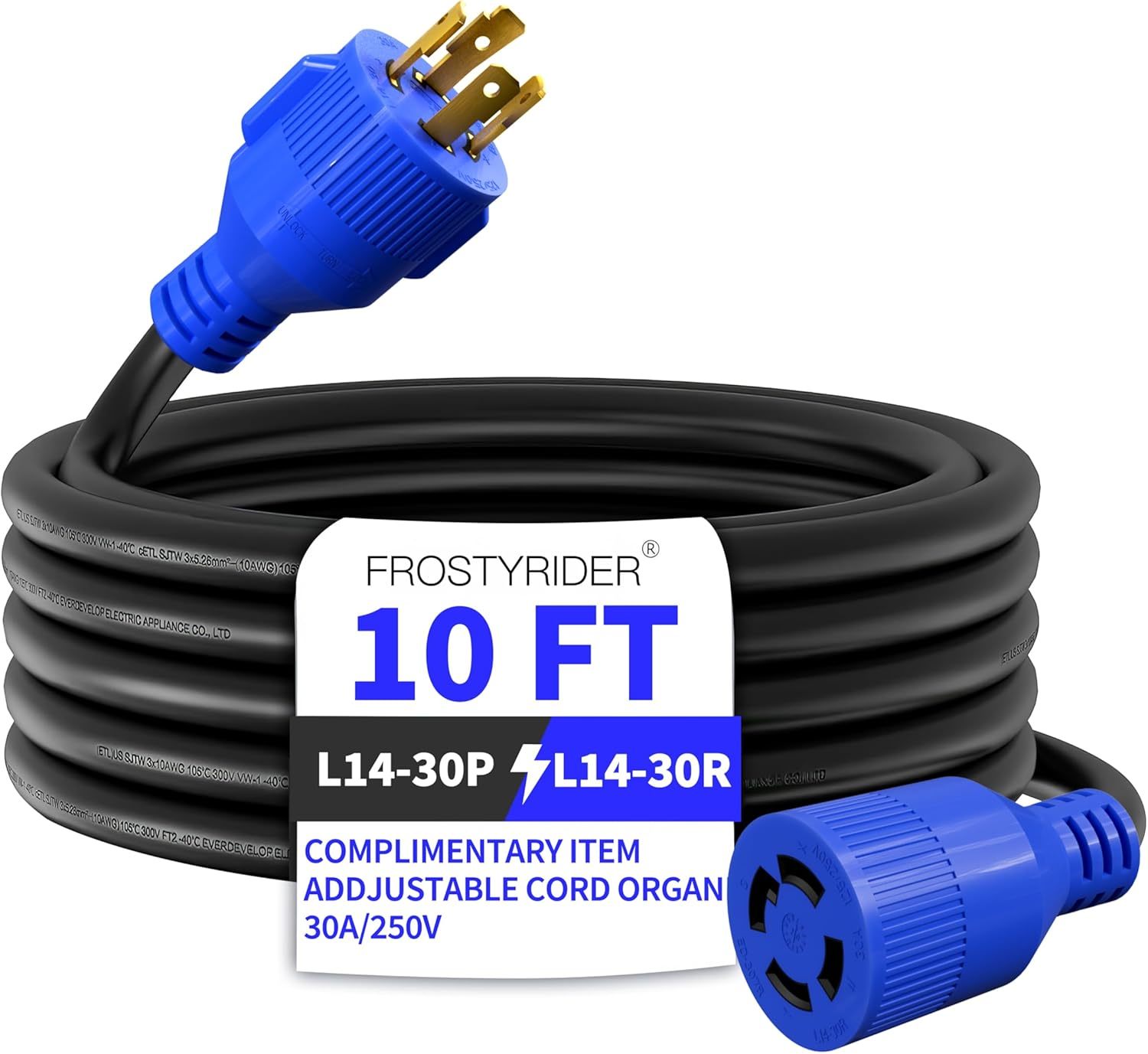 4 Prong 30 Amp 10 Foot Generator Extension Cord, Nema, Etl Listed - $30.94