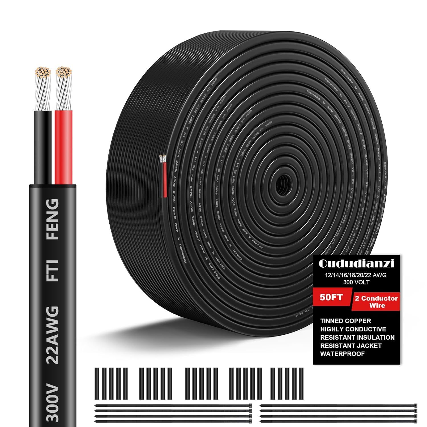 22 Gauge Wire 2 Conductor Electrical Wire, 22 Awg Wire Stranded Pvc, 50F... - $37.94