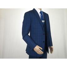 Mens Renoir 3 Piece Vested Suit Glenn Plaid Notch Lapel Business 278-2 Navy Blue image 5