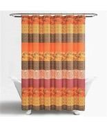 72-inch Orange Teal Floral Damask Boho Birds Polyester Shower Curtain - $161.12 CAD