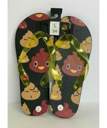 Royal Deluxe Accessories Black Poop Emoji Designed Kids Flip Flops Sz: L... - $10.08