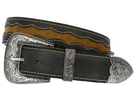 Black Cowboy Belt Western Dress Overlay Leather Removable Buckle Cinto S... - $40.79 CAD