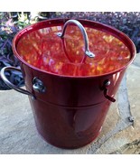 RED METAL SHINY ICE BUCKET WITH LID *Christmas-Bells* Removable Barrel - £15.62 GBP
