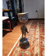 *Some Damage Vintage Cast metal Heavy Cavalier Statue Plant Holder 22Hx6... - €68,26 EUR