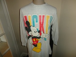 Vtg 90&#39;s Gray Mickey Unlimited Disney Nightshirt PJ&#39;s Fits Adult L USA Rare Find - £33.01 GBP