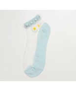 Handcrafted ~ Lt. Blue ~ Embellished w/Pearls ~ Embroidered Daisy ~ Ankl... - $20.00