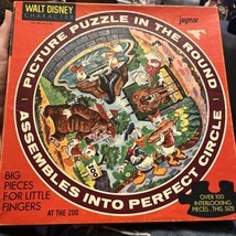 Vtg Jaymar Walt Disney Puzzle in the Round 19&quot; Donald Duck Daisy At The Zoo Huey - £15.85 GBP