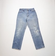 Vtg 80s 90s Streetwear Womens 14 Petite Thrashed Straight Leg Denim Jean... - $34.60