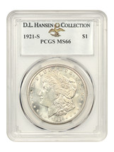 1921-S $1 PCGS MS66 ex: D.L. Hansen - £3,405.02 GBP