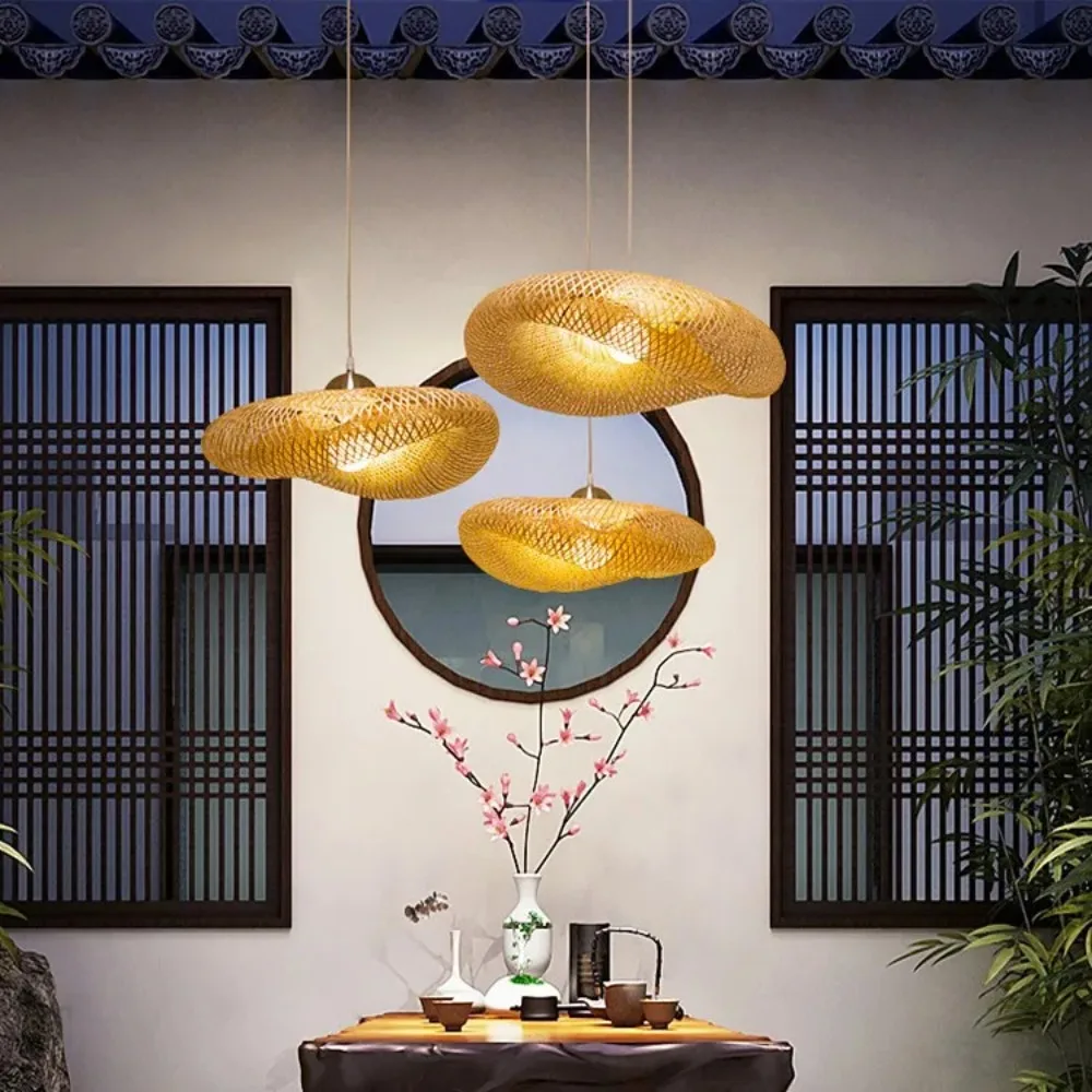 Bamboo Hanging Lamp Rattan Ceiling Pendant Light Asian Style Hanging Cei... - $39.45+